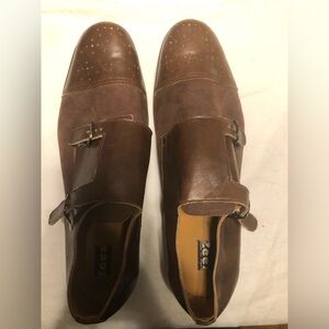 Zeez made in Africa Brown Leather Double Monk Strap Shoes